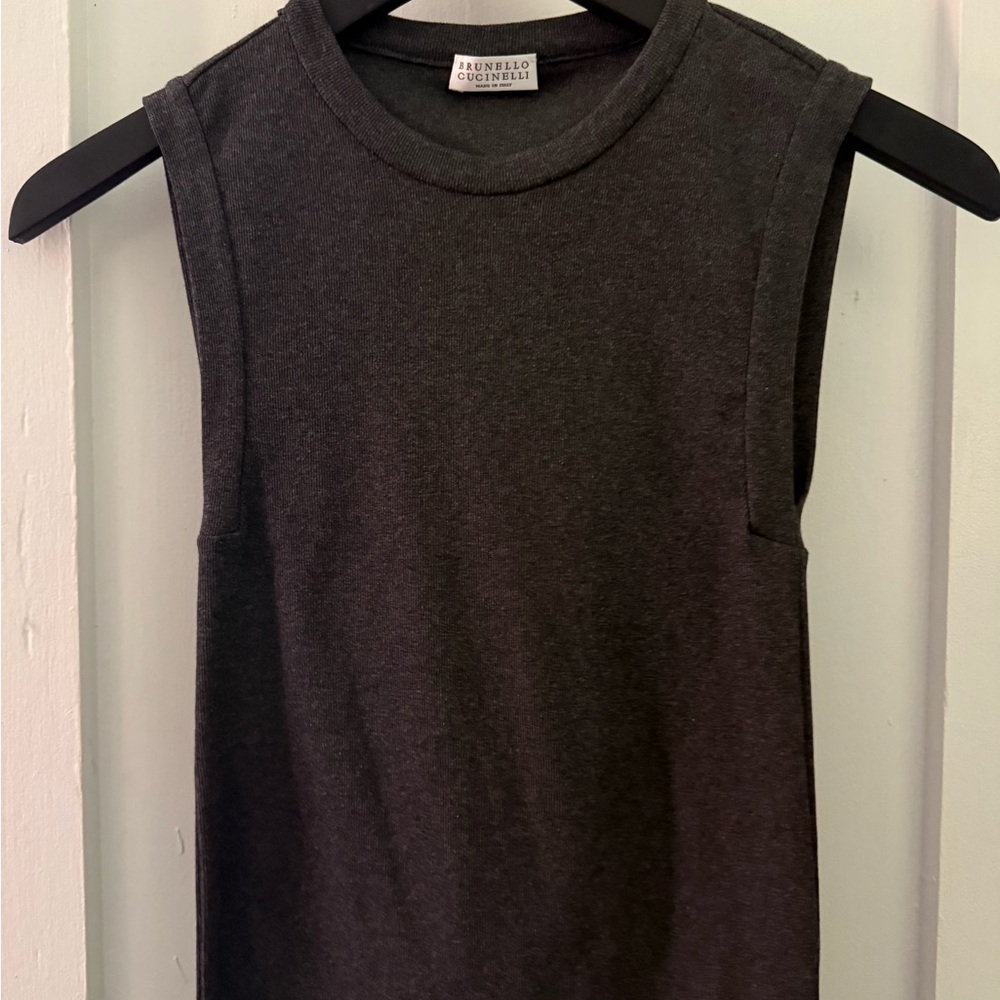 Brunello Cucinelli dark grey Sleeveless Muscle Tee